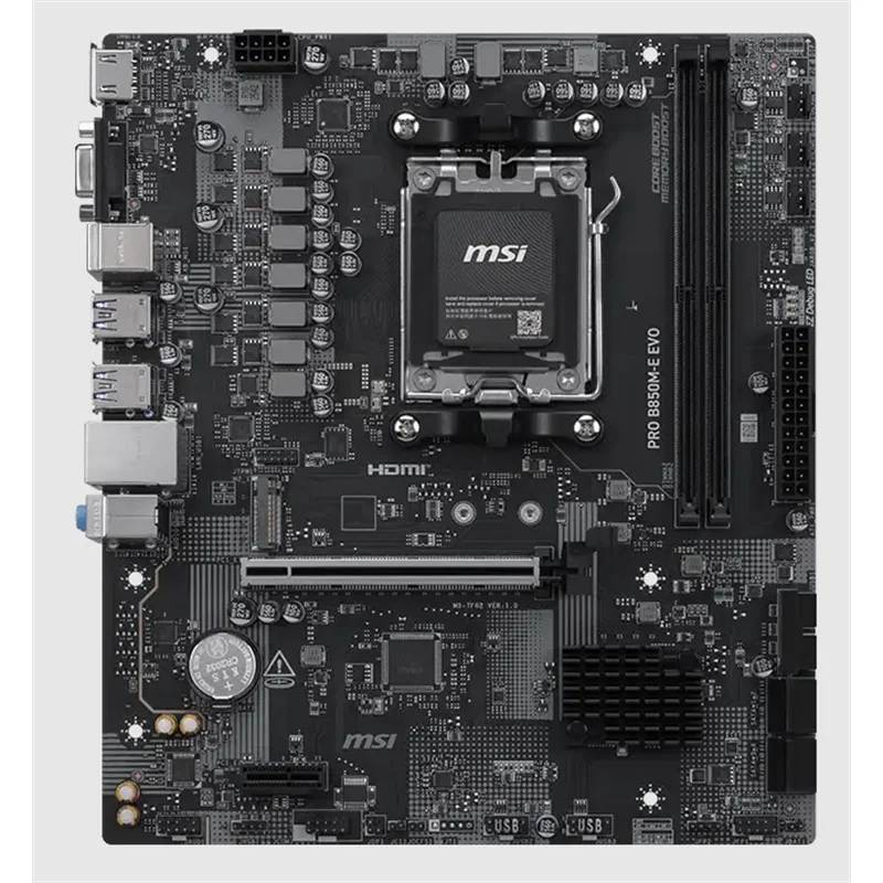 MSI PRO B850M-E EVO DDR5 8200MHZ 1XVGA 1XHDMI 1XM.2 USB MATX AM5 (AMD AM5 9000/8000/7000 SERİLERİ İLE UYUMLU)