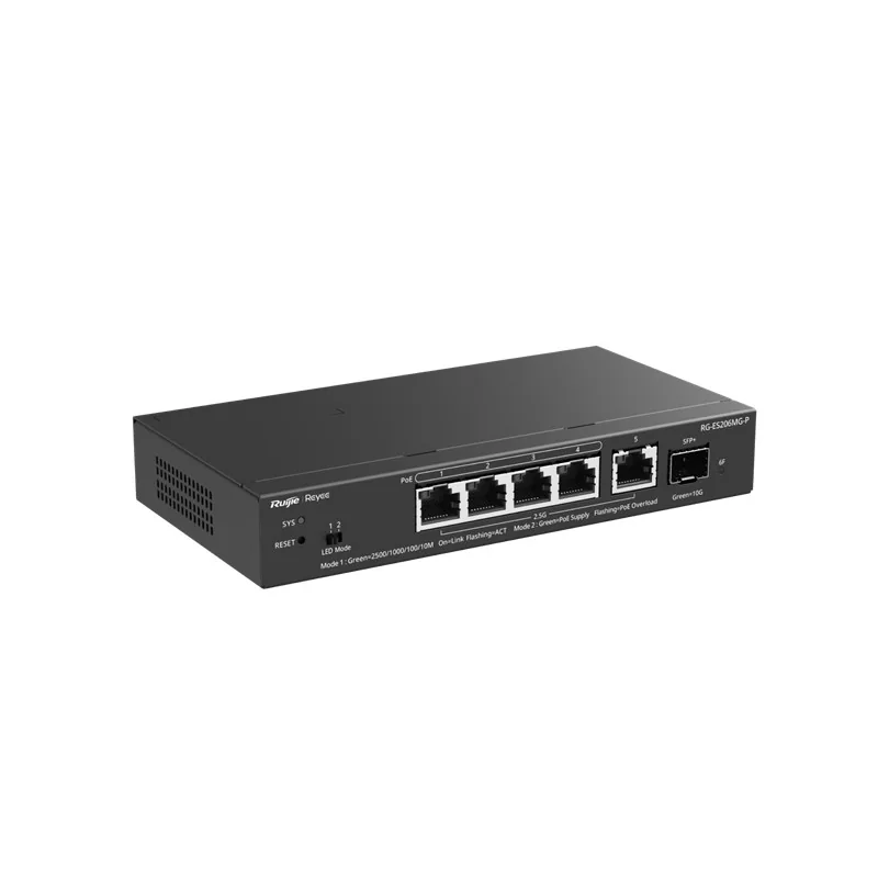 RUIJIE REYEE RG-ES206MG-P 4 PORT 2.5GB 70W POE /1 PORT 2.5G RJ45 + 1 PORT 10G SFP+ UPLINK L2 CLOUD YÖNETİLEBİLİR SWITCH