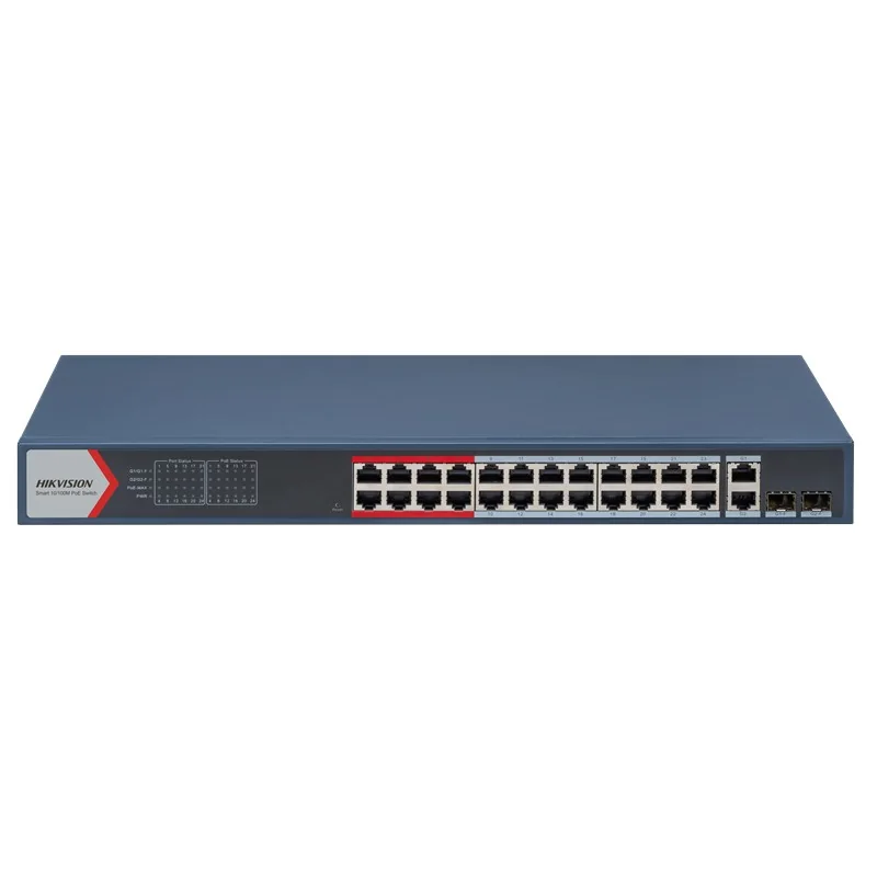 HIKVISION DS-3E1326P-EI(B) 24 PORT 10/100+2X1GB RJ45/SFP UPLINK COMBO 370W 300 METRE POE YÖNETİLEBİLİR RACKMOUNT SWITCH