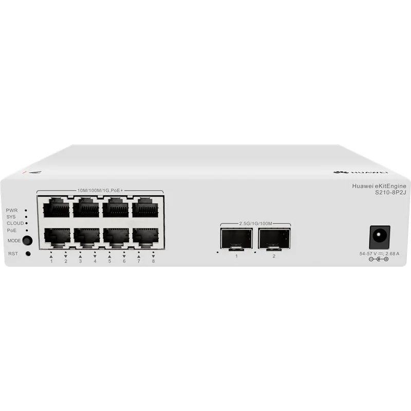 HUAWEI EKITENGINE S210-8P2J 8 PORT GIGABIT + 2 PORT 2.5G SFP UPLINK CLOUD YÖNETİLEBİLİR L2 128W POE METAL KASA SWITCH