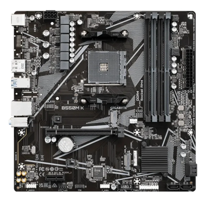 GIGABYTE B550M K DDR4 4733MHZ 1XHDMI 1XDP 1XM.2 MATX AM4 (AMD AM4 5000/5000G/4000G/3000/3000G SERİLERİ İLE UYUMLU)